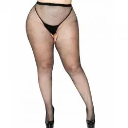 Leg avenue pantys de rejilla con abertura en la entrepierna plus