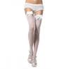 Medias blancas con lazo y encaje Leg Avenue Bunny, de frente con culotte blanco