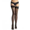 Leg avenue medias de rejilla negra con detalle superior de encaje y lazo - 1
