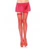 Medias de rejilla y encaje rojas Leg Avenue Gwen con minifalda roja, de frente
