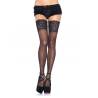 Leg avenue medias negras autoadhesivas con encaje ancho - 1