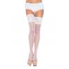 Medias blancas con silicona Leg Avenue Clara y encaje ancho, de frente
