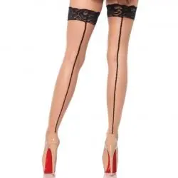 Leg avenue medias nude & negro backseam
