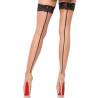 Medias nude de microrred Leg Avenue May con costura negra y encaje, de espaldas
