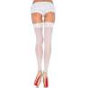 Medias blancas Leg Avenue Nuna Queen con liga de encaje y costura, de espaldas