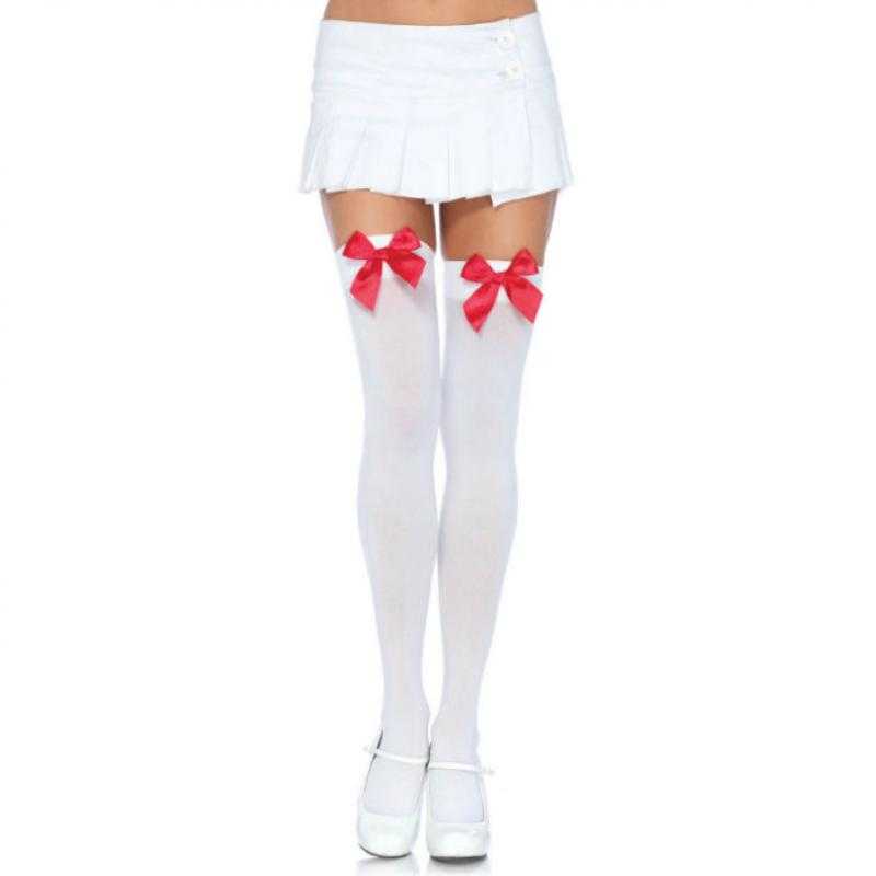 Leg avenue medias nylon blanco y lazo rojo Leg avenue medias nylon blanco y lazo rojo