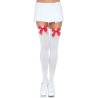 Leg avenue medias nylon blanco y lazo rojo - 1