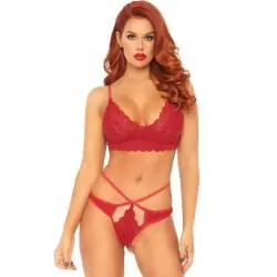 Leg avenue set 2 piezas con tanga doble tiranta rojas - - 1
