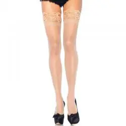 Leg avenue medias beige lycra antideslizante talla grande