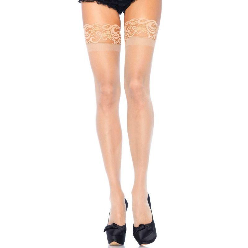 Leg avenue medias beige lycra antideslizante talla grande