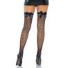 Medias de rejilla con costura de strass Leg Avenue, de espaldas con lazos negros