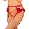 Liguero rojo Obsessive Rubinesa con tanga, detalle con medias