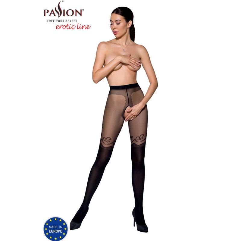 Medias Passion Tiopen 012 20/40 den en negro, modelo de frente