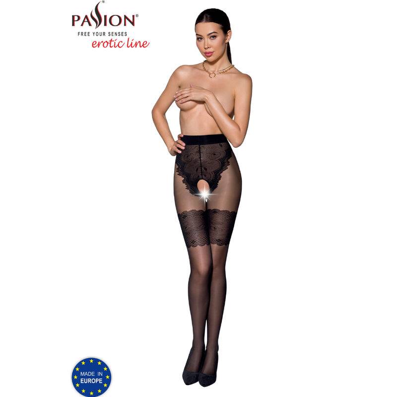 Medias Passion Tiopen 013 20/40 den en negro, modelo de frente
