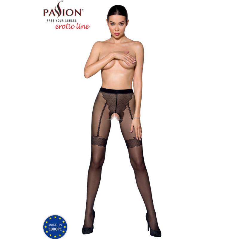 Medias Passion Tiopen 016 20 den en negro, modelo de frente