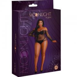 Moonlight - modelo 9 body manga larga negro brillante talla unica / plus size