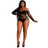 Body negro brillante plus size Moonlight modelo 9, modelo de frente