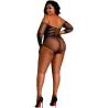 Body negro brillante plus size Moonlight modelo 9, modelo de espaldas