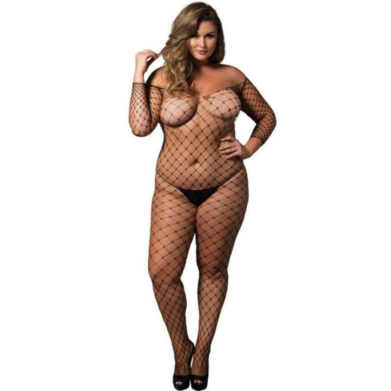 Leg avenue off the shoulder bodystocking negro talla grande