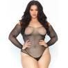 Body de red Leg Avenue Falling 4 U con brillantes y manga larga, de frente