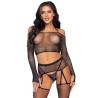 Set de rejilla con brillantes Leg Avenue de 4 piezas, de frente con top y liguero