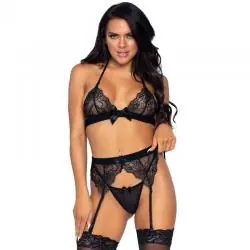 Leg avenue set de tres piezas top, liguero y tanga - - 1