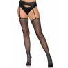 Everly de Leg Avenue, medias con brillantes y liguero, de frente con braguita negra