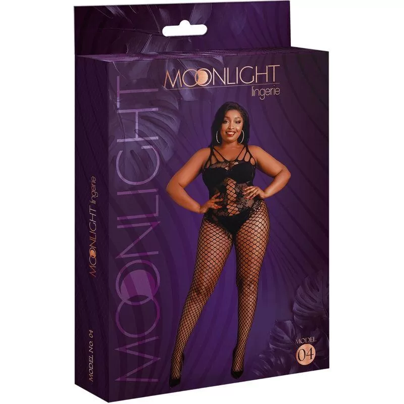 Moonlight - modelo 4 bodystocking negro talla unica / plus size