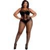 Bodystocking de tiras plus size Moonlight modelo 4, modelo de frente con rejilla
