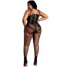 Bodystocking de tiras plus size Moonlight modelo 4, modelo de espaldas