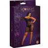 Minivestido de rayas plus size Moonlight modelo 5, caja con la modelo