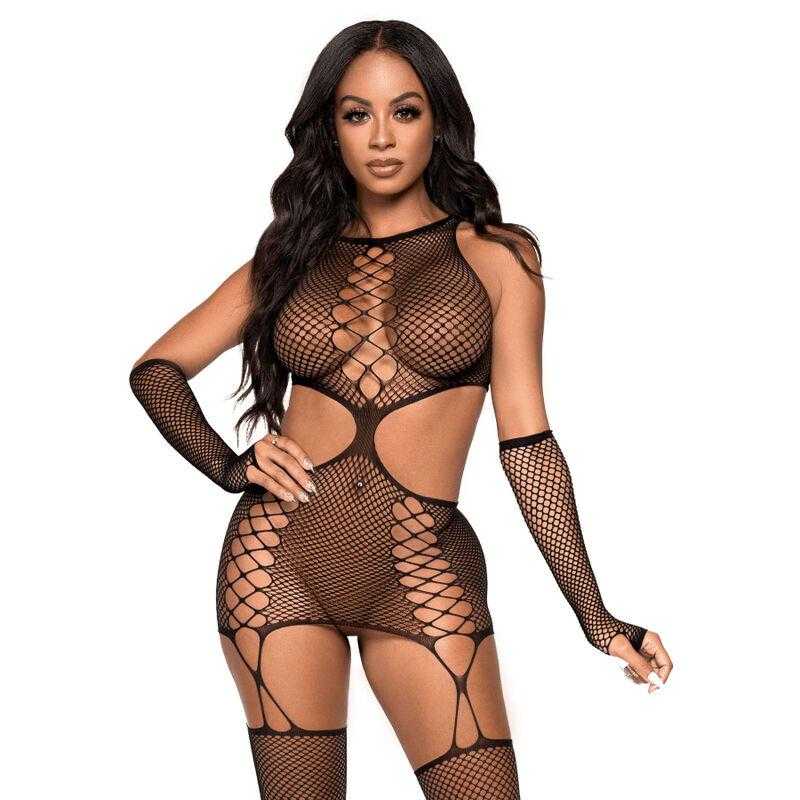 Leg avenue vestido con liguero y guantes talla unica Leg avenue vestido con liguero y guantes talla unica