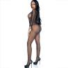 Catch Me de Leg Avenue, bodystocking de red, de lado con tacones