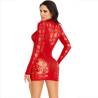 Cuff It de Leg Avenue en rojo, minivestido de encaje, de lado con paneles de encaje