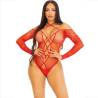Leg avenue - body crotchless con brillo rojo - 1