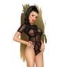 Teddy Penthouse Be Mine negro de red y manga corta, de frente