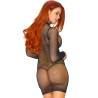Minivestido de red Leg Avenue Anything But Basic con mangas largas, de espaldas