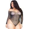Body de red Leg Avenue Falling 4 U con hombros descubiertos, de tres cuartos