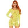 Minivestido Leg Avenue Is This Love amarillo neón, de frente con cuello redondo