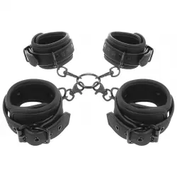 Fetish submissive - set esposas manos y tobillos con forro de nopreno