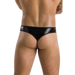 Tanga Paul Passion 033 negro con anilla, detalle trasero con modelo