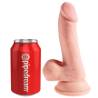 King Cock Plus 6,5 pulgadas con testículos junto a una lata