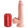 King Cock Plus 8 pulgadas con testículos junto a una lata
