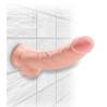 King Cock Plus 8 pulgadas con testículos fijado a la pared con su ventosa
