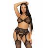 Leg avenue set tres piezas sujetador, tanga y medias talla unica - - 1