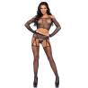 Set de rejilla con brillantes Leg Avenue de 4 piezas, cuerpo entero con medias de red