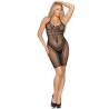 Minivestido multi red halter Leg Avenue negro, de lado