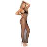 Never Enough de Leg Avenue, maxivestido de red negro, de lado