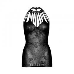 Leg avenue - mini vestido de encaje con aberturas talla unica - negro