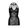 Leg avenue mini vestido de encaje con aberturas talla unica - negro - 5